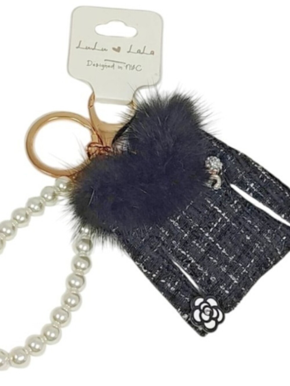 Tweed Bag Charm With Pearls - Picture 15 of 15